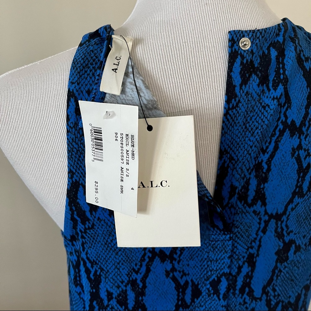 A.L.C. Blue Anise Snakeskin-print Python Tank Top Size: 4 - Picture 8 of 11